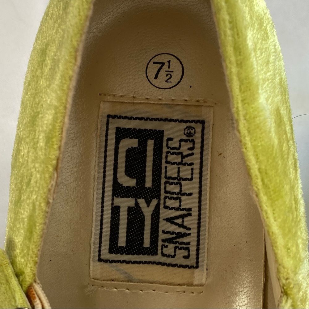 Y2K City Snappers Bright Green Spice Girls Velvet Platform Mary Jane Shoes 7.5 - Picture 10 of 14